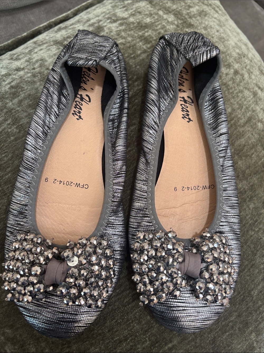 Helen’s Heart Gray Metallic Flats, Size 10, New without Tag